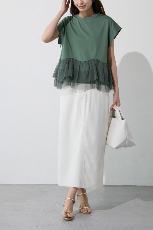 チュールドッキングカットソー｜TOPS｜レディースファッション