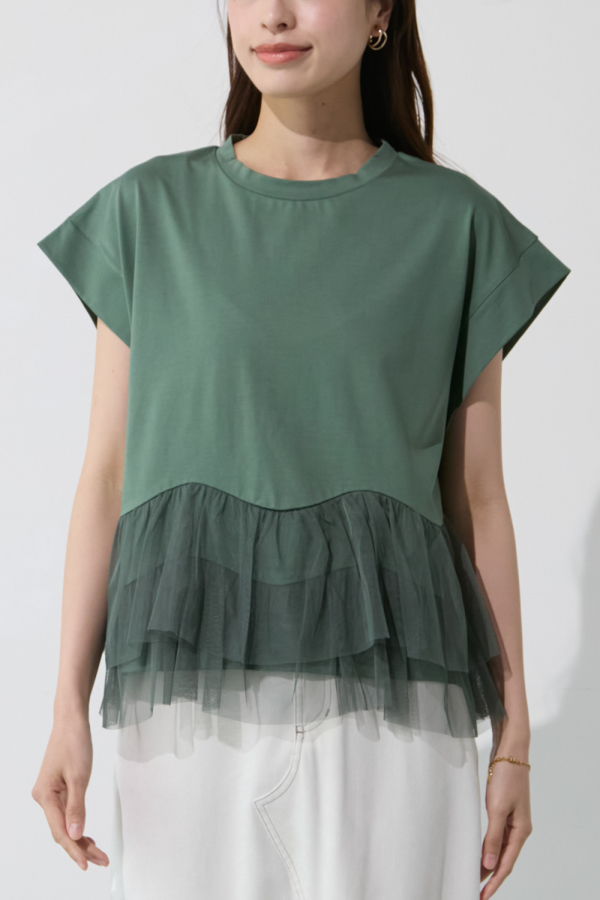チュールドッキングカットソー｜TOPS｜レディースファッション