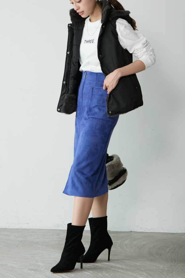 Sretsis スエードスカート 美品 フェイクスエードフロントジップスカート｜SKIRT｜レディース