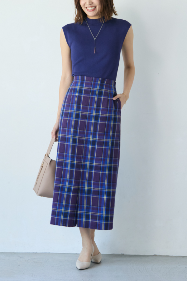 PaulSmith 青と黒のチェック タイトスカート セットアップ対応》サマーチェックタイトスカート｜SKIRT