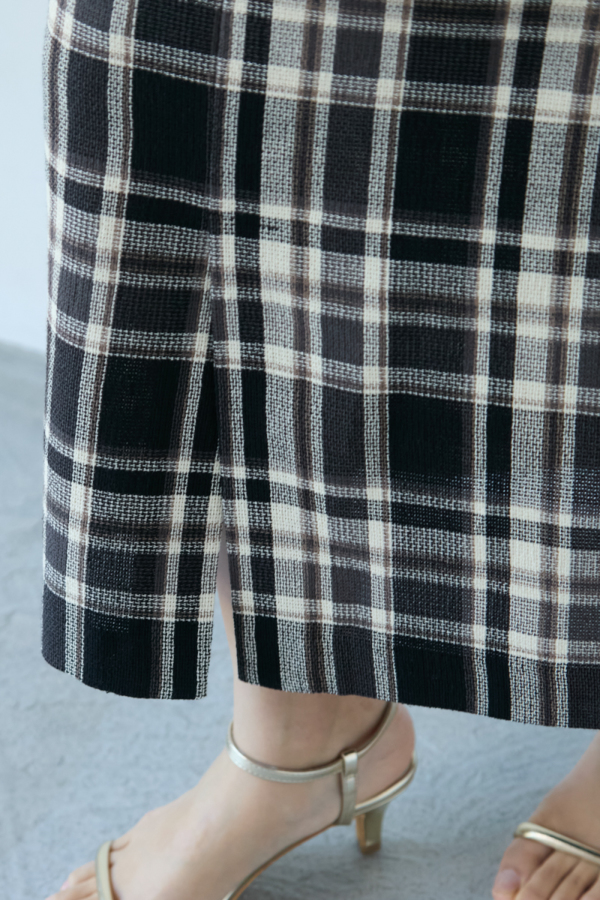 美品♡MSGM ピンクチェック柄タイトスカート セール】【jiasecond.】チェック柄シアーレイヤードタイト