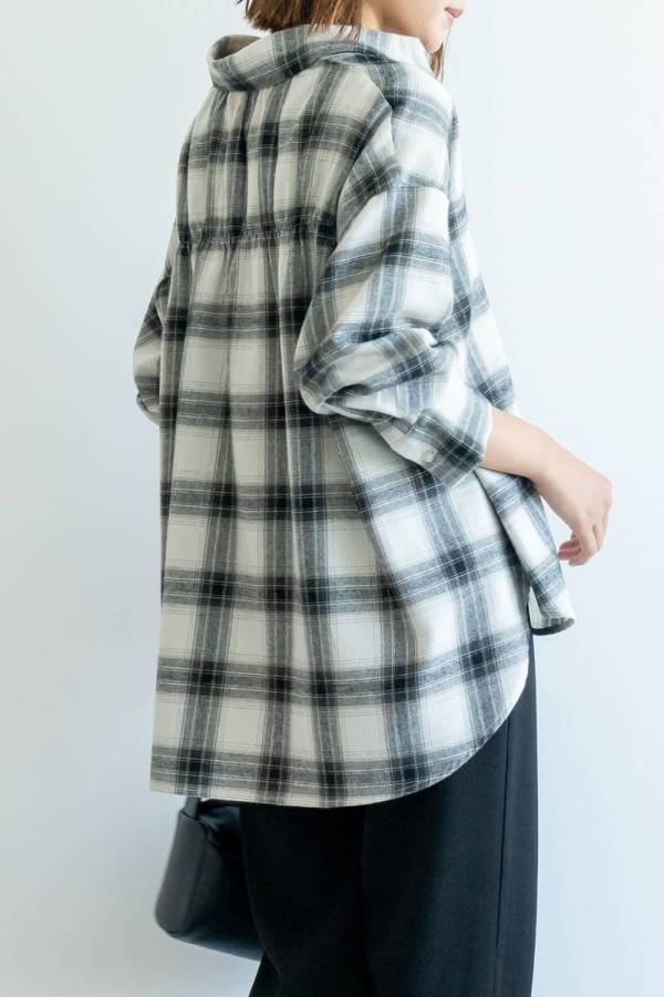 モノトーンオンブレチェックシャツ｜TOPS｜レディース