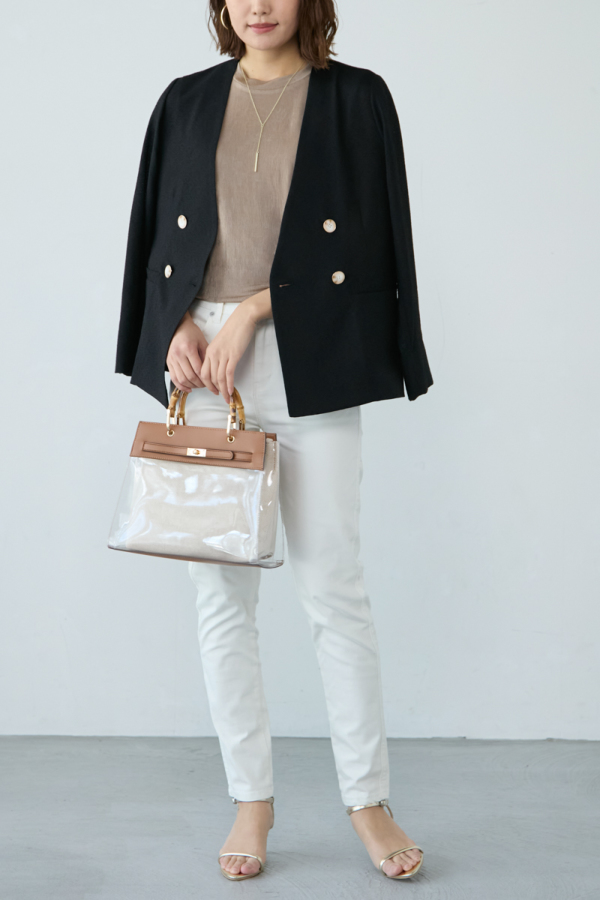 シアーツイードノーカラージャケット｜OUTER｜レディースファッション