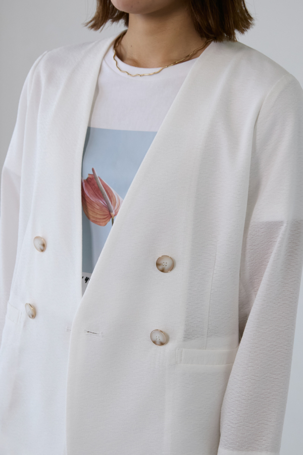 シアーツイードノーカラージャケット｜OUTER｜レディースファッション