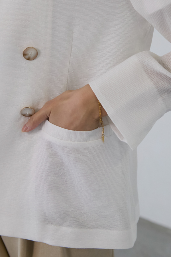 シアーツイードノーカラージャケット｜OUTER｜レディースファッション