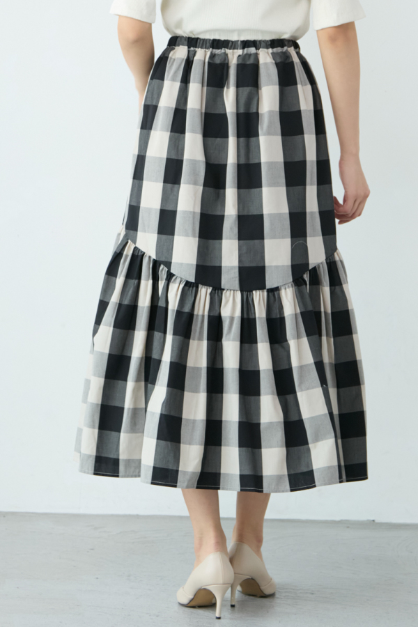 Dolce. 2wayブロックチェックスカート【white】メゾンドドルチェ