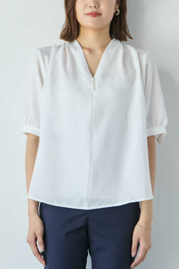 パール付きブラウス｜TOPS｜レディースファッション通販のM.deux