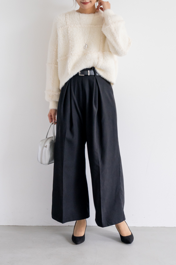 ベルト付きタックワイドパンツ｜PANTS｜レディースファッション通販のM