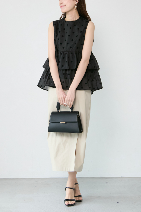 ドット柄フリルノースリブラウス｜TOPS｜レディースファッション通販の