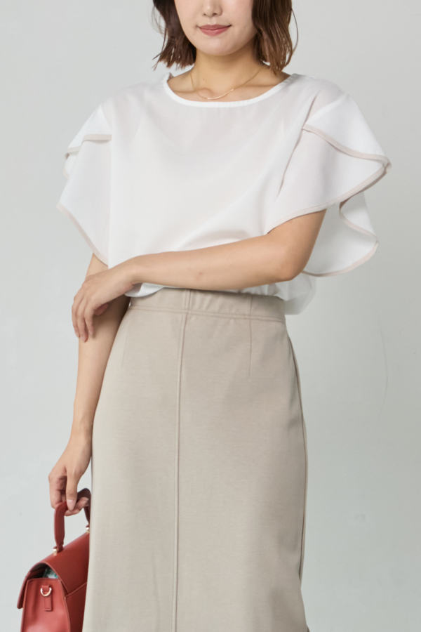 パイピングフリルスリーブブラウス｜TOPS｜レディース