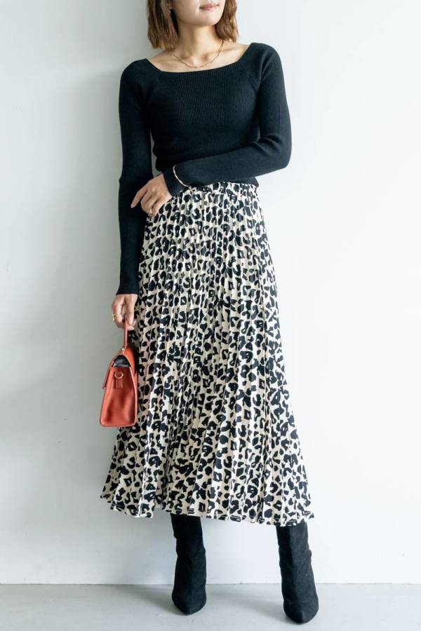 ヒョウ柄プリーツスカート｜SKIRT｜レディースファッション通販のM