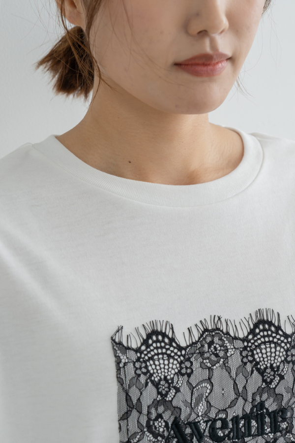 レースデザインロゴTシャツ｜TOPS｜レディースファッション通販のM