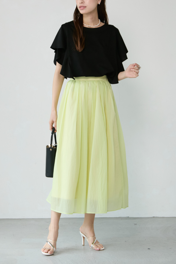 8YARDS フレアスカート Sサイズ（カラー：OFF WHITE） シアーオーガンフレアスカート｜SKIRT｜レディースファッション通販のM