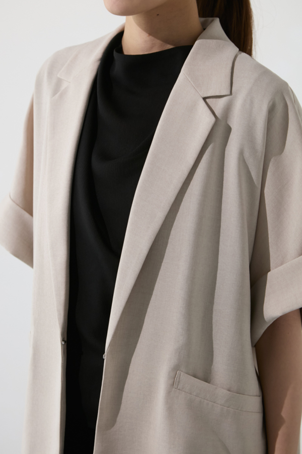 美品 B&Y ポリエステルブレンド ハーフスリーブ ジャケット M セットアップ対応》ハーフスリーブジャケット｜OUTER