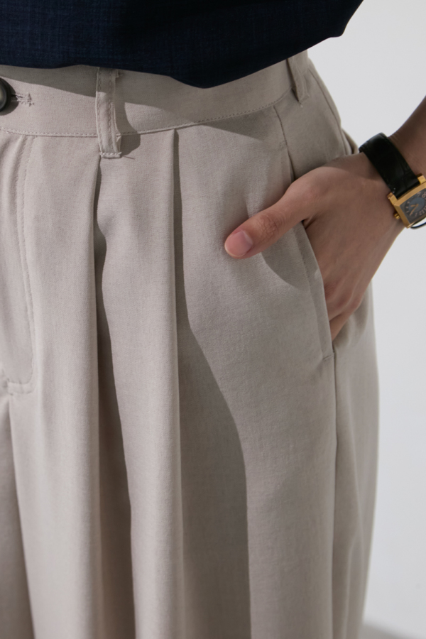セットアップ対応》ダブルタックストレートパンツ｜PANTS