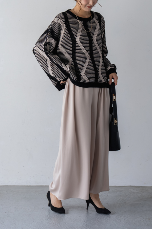 モールヤーンウェーブジャガードプルオーバー｜TOPS｜レディース