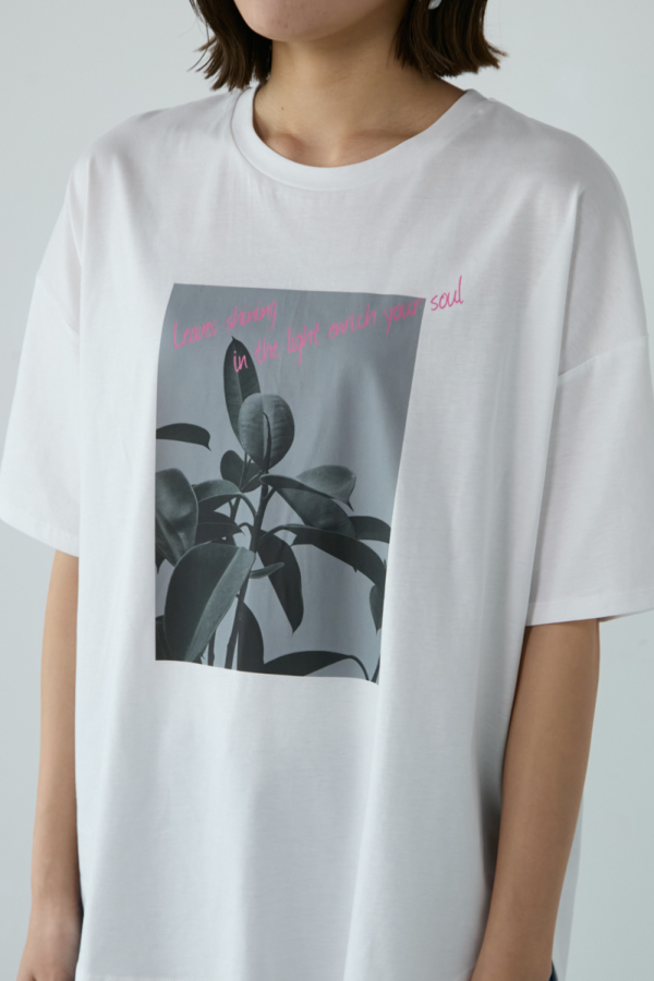 エムドゥ M.deux プラントフォトTシャツ （チャコールグレー） プラントフォトTシャツ｜TOPS｜レディースファッション通販のM