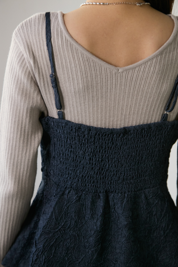 デニム風シワ加工ビスチェ｜TOPS｜レディースファッション通販の