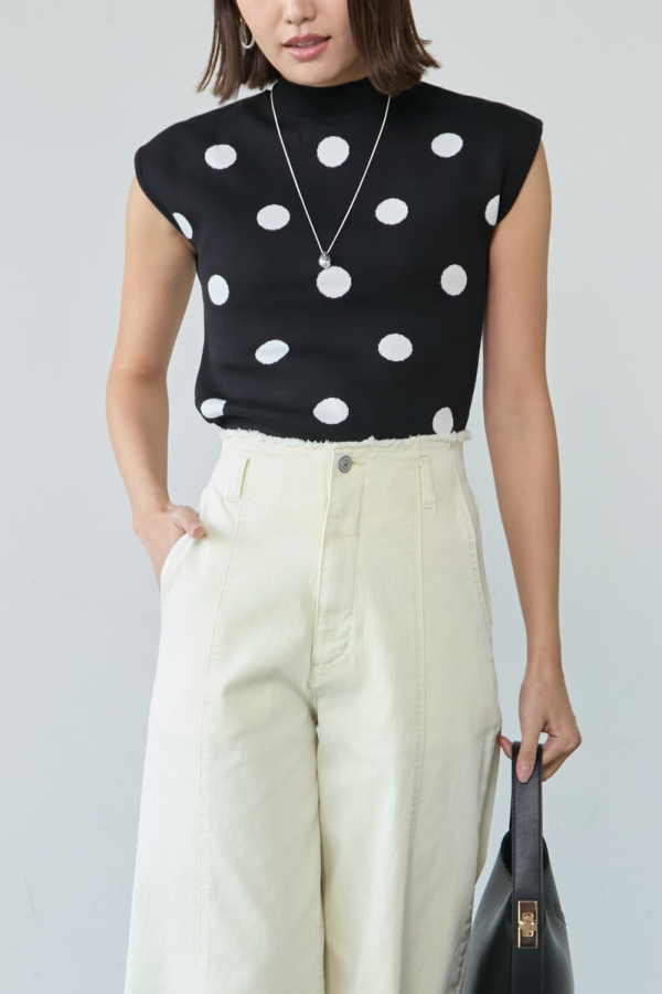ドットハイネックフレンチニット｜TOPS｜レディースファッション