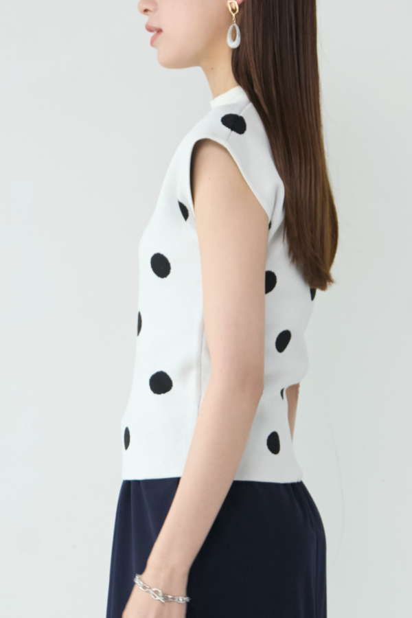 ドットハイネックフレンチニット｜TOPS｜レディースファッション