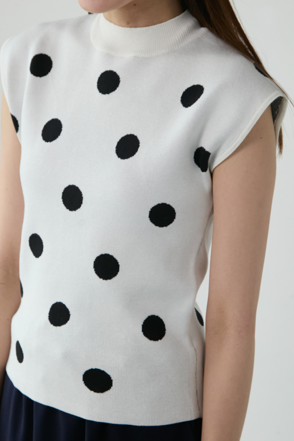 ドットハイネックフレンチニット｜TOPS｜レディースファッション