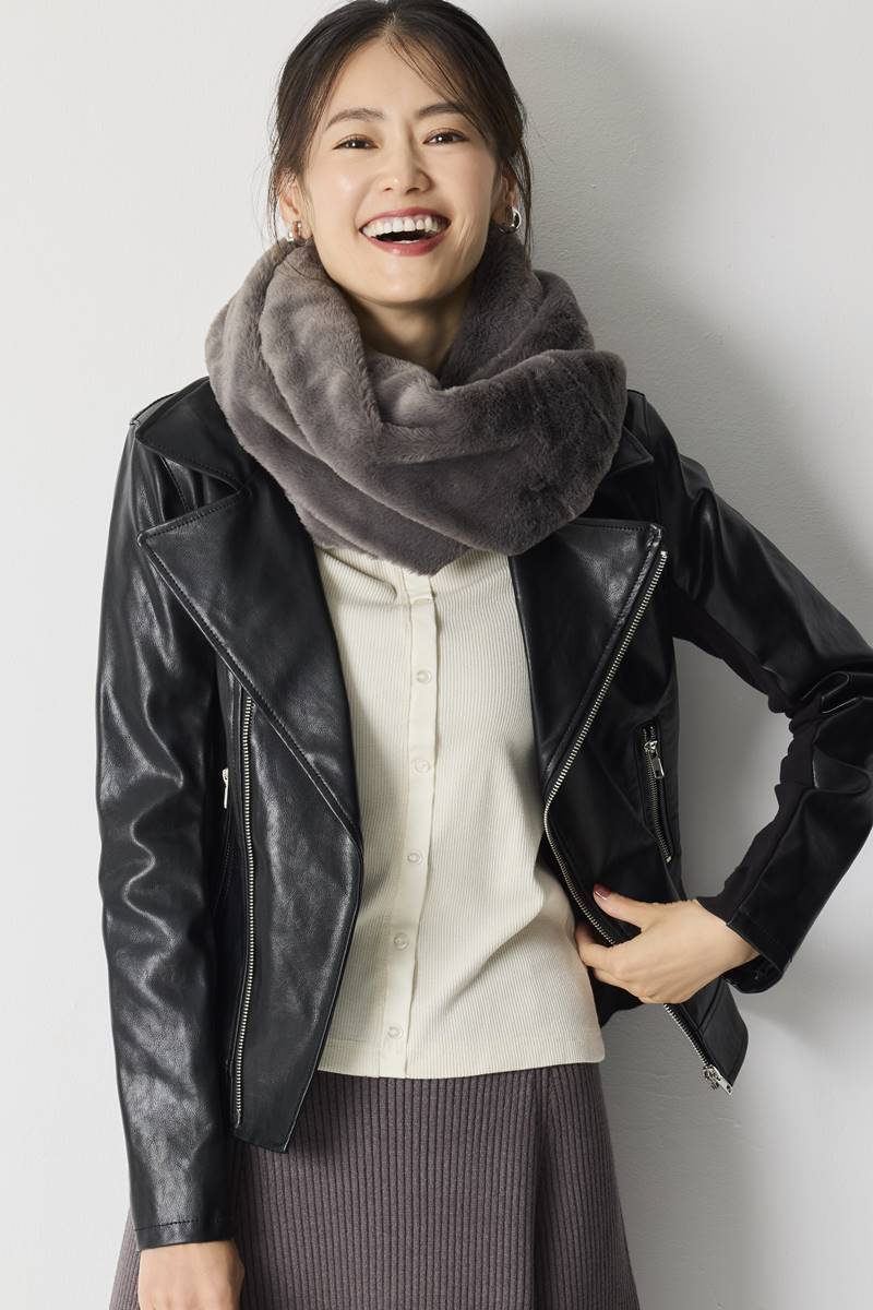 フェイクレザーライダースジャケット｜OUTER ALL｜レディース