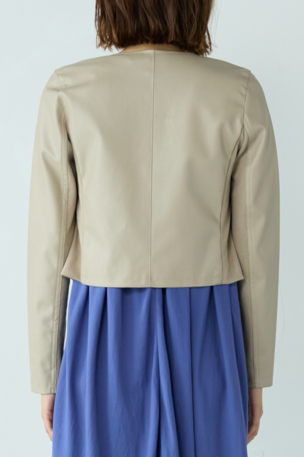 フェイクレザーノーカラージャケット｜OUTER｜レディース
