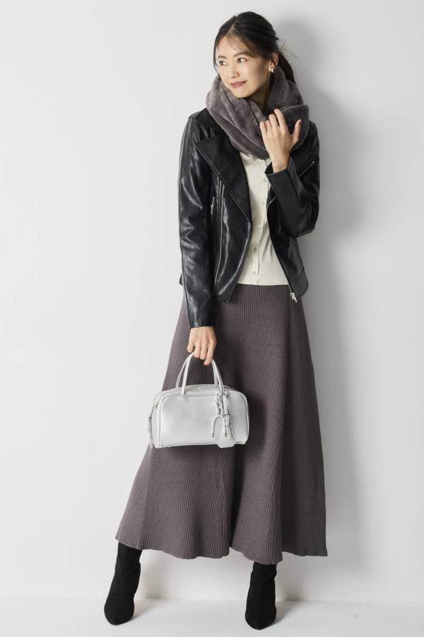 セットアップ対応》リブニットフレアスカート｜SKIRT｜レディース