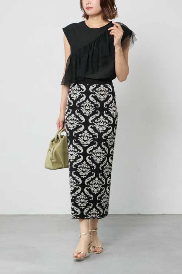 ダマスク柄ニットスカート｜SKIRT｜レディースファッション通販のM