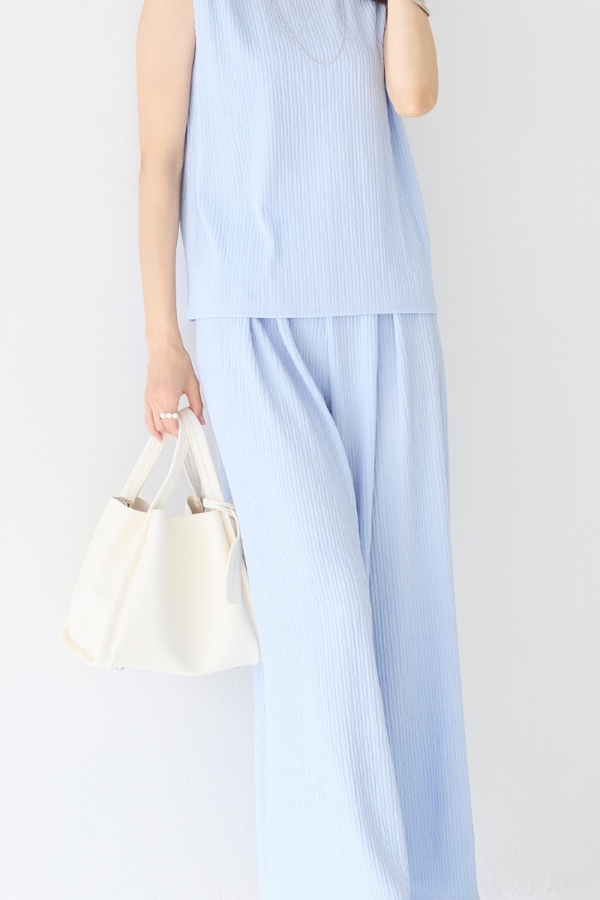 【Spring Collection 2026 vol.2掲載】《セットアップ対応》リラックス楊柳カットワイドパンツ