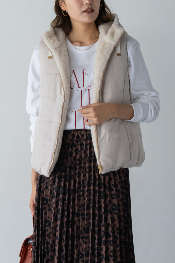 LIMITED SET】リバーシブルダウンベスト＋2wayフレアニット