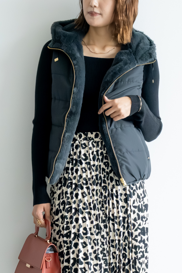 LIMITED SET】リバーシブルダウンベスト＋2wayフレアニット