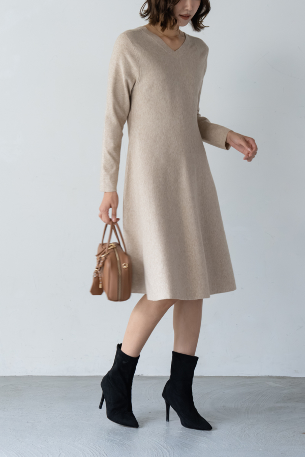 LIMITED SET】ミンクタッチファーコート＋2wayフレアニットワンピース