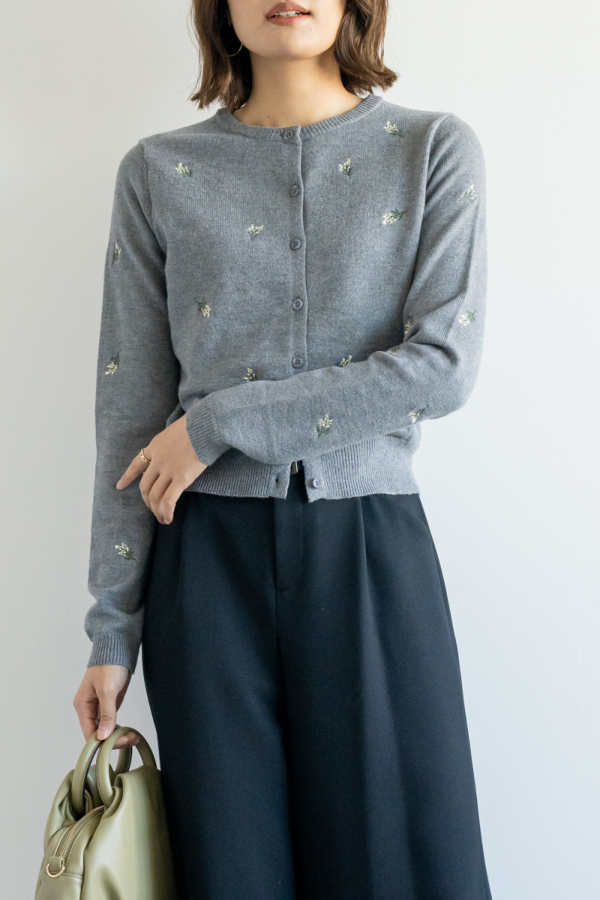 LIMITED SET】フラワー刺繡カーディガン＋アシメタックスカート