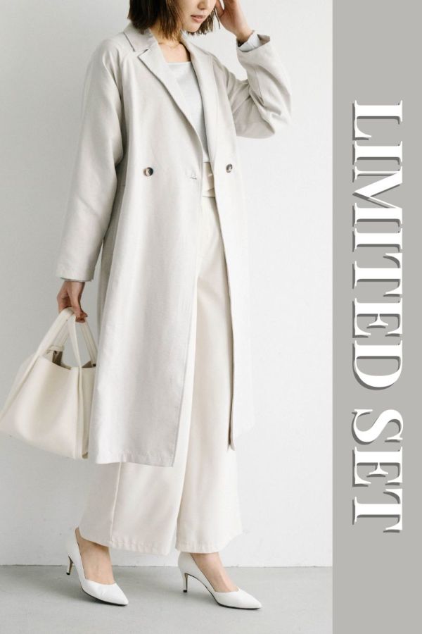 ＼＼数量限定！／／【LIMITED SET】ピーチスキントレンチコート＋デザインウエストパンツ※送料無料※