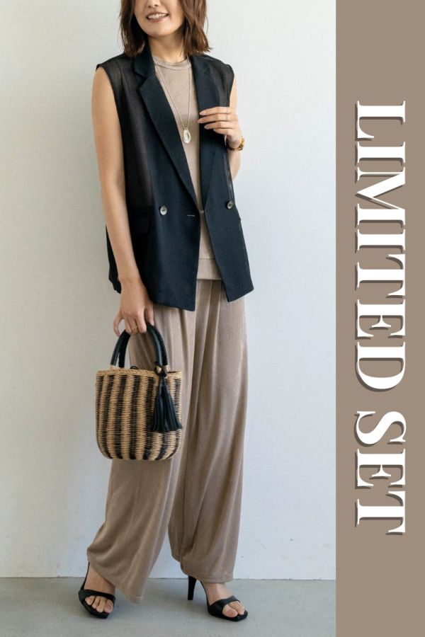 ＼＼数量限定！／／【LIMITED SET】シアーメッシュジレ＋リラックスセットアップ※送料無料※