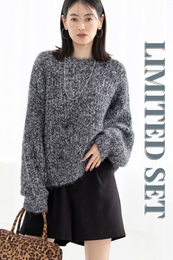【Winter Collection 2026掲載】【LIMITED SET】ミックスヤーンニット＋ツイルショートパンツ　　※送料無料※